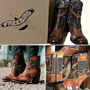NIB Freebird Petal Tan Patchwork Ankle Boot SZ 10